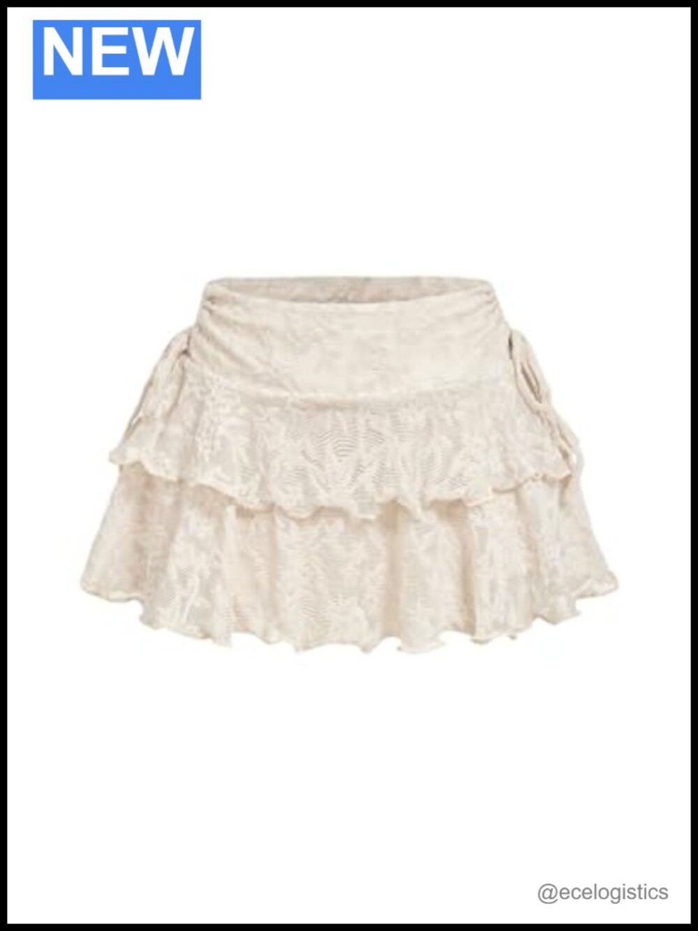 Lace Ruffle Hem Mini Skirt Layer Side Drawstring Y2K